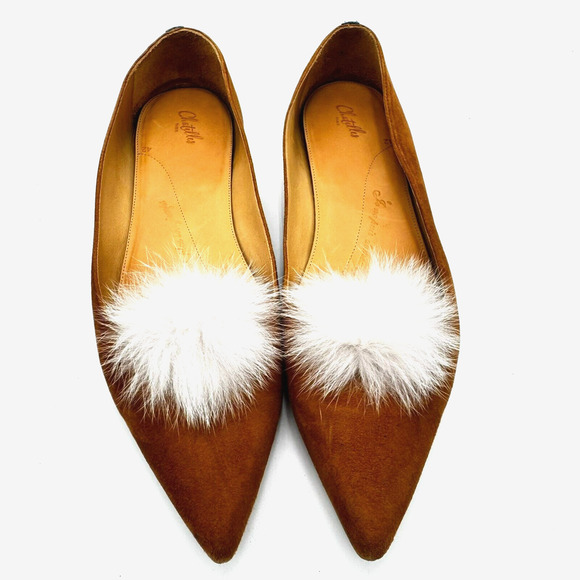 CHATELLES PARIS Womens 10 Tan Brown Isidore Camel Suede Slip On Flat Shoes Puff - Picture 3 of 7